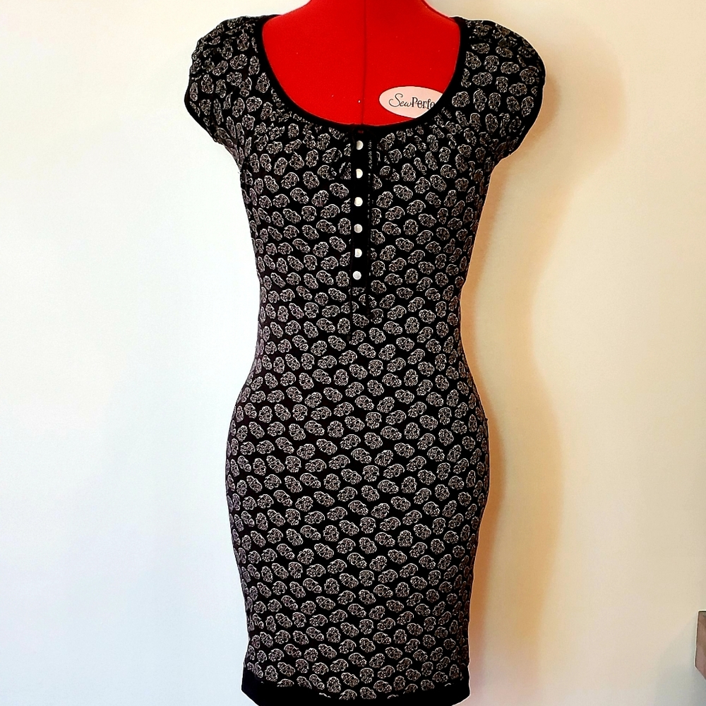 Betsey Johnson Skull Print Body Con Dress